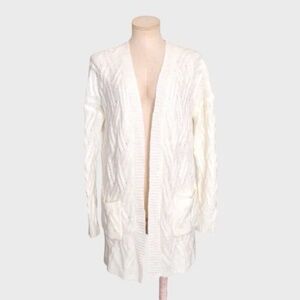 EINII Chunky Cable Knit Open Front Cardigan Sweater